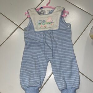 Vintage Blue and White Striped Kids Bodysuit